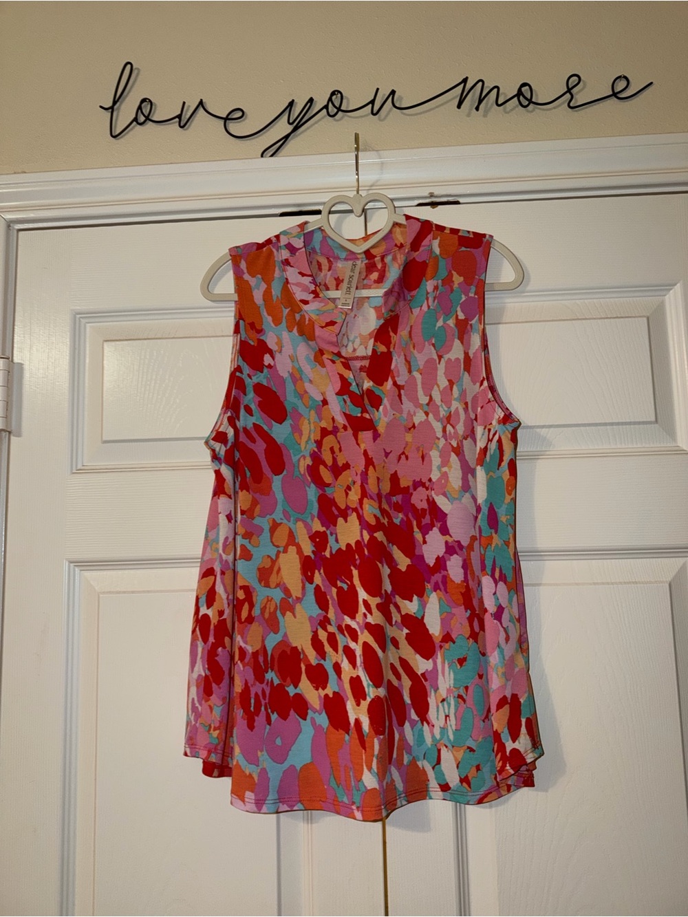 Dear Scarlett Sleeveless Multicolor V-Neck Blouse - Red, Pink, Turquoise